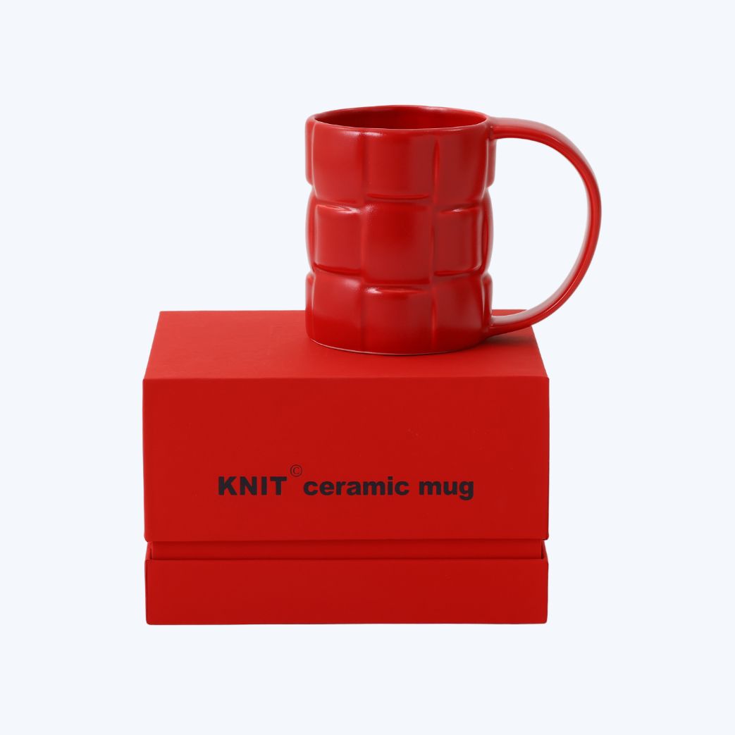 KNIT Ceramic mug -RED-